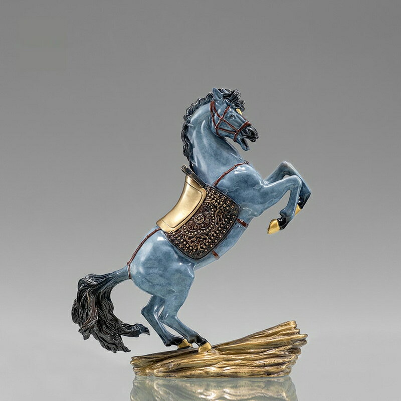 戦馬 黄銅製 唐式 彩銅 置物 工芸品 伝統工芸 生肖馬 オブジェ 客間 玄関 リビング 雅風 手作り 装飾品 開運 招財 ギフト クリスマス 御歳暮 お歳暮 ...