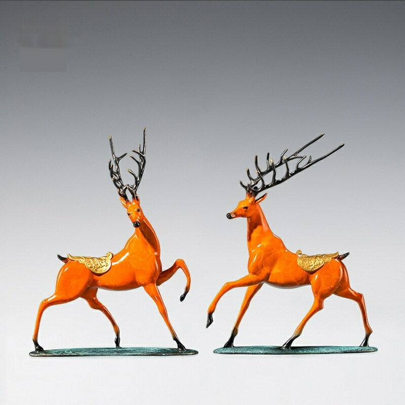 福禄相随 黄銅製 鹿 置物 金属製 工芸品 伝統工芸 雅風 インテリア 装飾品 企業周年記念 贈答品 開運 招財 オフィス 客間 玄関 手作り ギフト クリスマ...