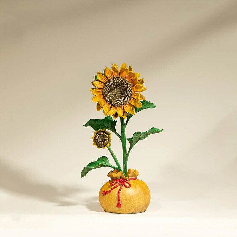 彩銅仕上げ 向日葵 置物 向陽而生 銅工芸品 サンフラワー リビング 玄関 卓上 飾り インテリア 幸運 開運 オブジェ 贈答 ギフト クリスマス 御歳暮 お歳...