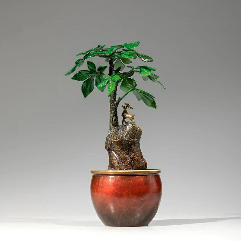 開運 財運樹 彩銅仕上げ 盆栽 置物 オフィス 客間 インテリア 金運招財 植物 樹木 盆景 銅製工芸品 縁起物 プレゼント 開業祝い 開運インテリア クリスマ...