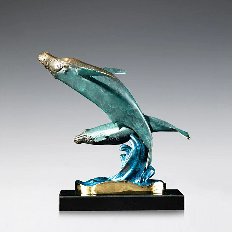 彩銅仕上げ 鯨 置物 黄銅製 彫刻 工芸品 風水 開運 インテリア クジラ オブジェ 家庭用 リビング 玄関 テレビ台 酒棚 飾り 社長室 昇進祝い 引越し祝い...