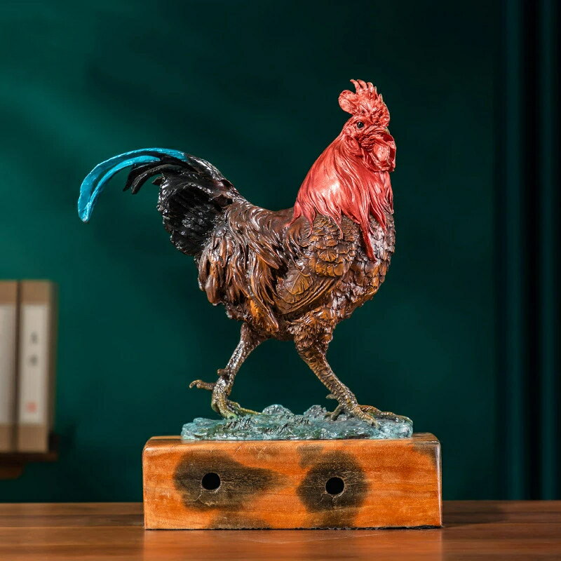 金鶏 置物 幸運を祈ります 彩銅仕上げ 黄銅製 工芸品 開運 縁起物 インテリア オブジェ 社長室 書斎 リビング 玄関 開業祝い 引越し祝い 昇進祝い 贈答品...