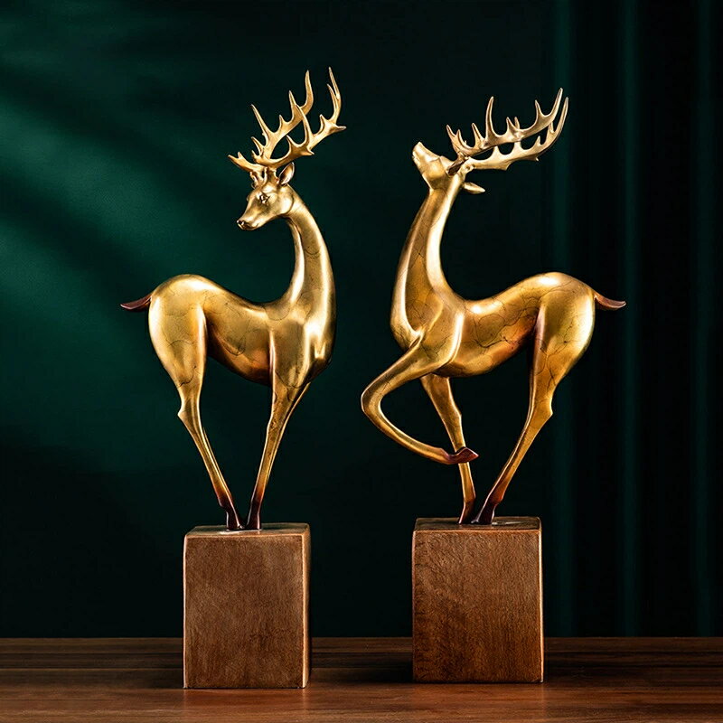 福禄盈門 鹿 黄銅 擺件 伝統工芸 彩銅 鹿 置物 オフィス 玄関 リビング 書斎 卓上 装飾品 開業 祝い 引越し 記念 ギフト 高級 贈答品 クリスマス 御...