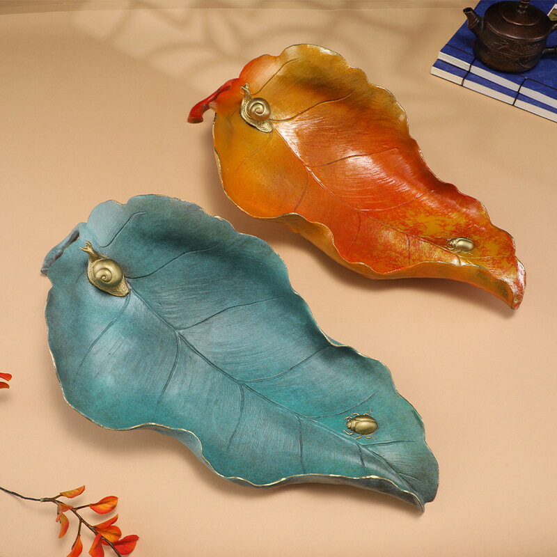 安居楽業 樹葉 黄銅 擺件 仿真 葉 彩銅 工芸品 家居 装飾 新居 入居 乔遷 祝賀 贈答品 ギフト 玄関 リビング インテリア ...