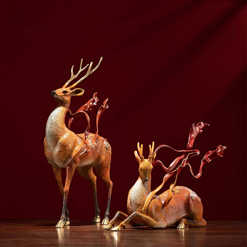 彩雲追鹿 黄銅 家居 擺件 梅花鹿 シカ 工芸品 彩銅 装飾 置物 リビング 玄関 テレビ台 書斎 インテリア 開運 吉祥 優雅 贈答品 クリスマス 御歳暮 お...