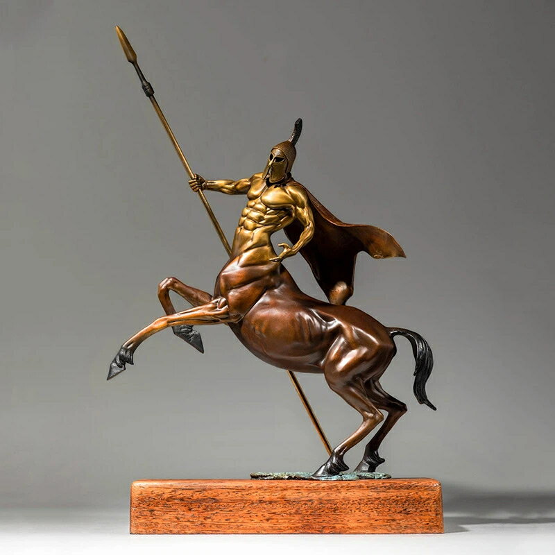 戦士 人頭 戦馬 黄銅 擺件 希臘 戦神 造形 彩銅 工芸品 創意 デザイン 書斎 客間 玄関 装飾 社長室 インテリア 芸術 彫刻 伝統典雅風 ギフト 贈答品...