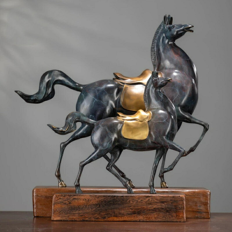 馬 置物 志在必得 開運 金色 鞍 装飾 銅製 彫刻 工芸品 リビング 玄関 卓上 インテリア 開業 竣工 祝い 贈答 ギフト 彩銅仕上げ クリスマス 御歳暮 ...