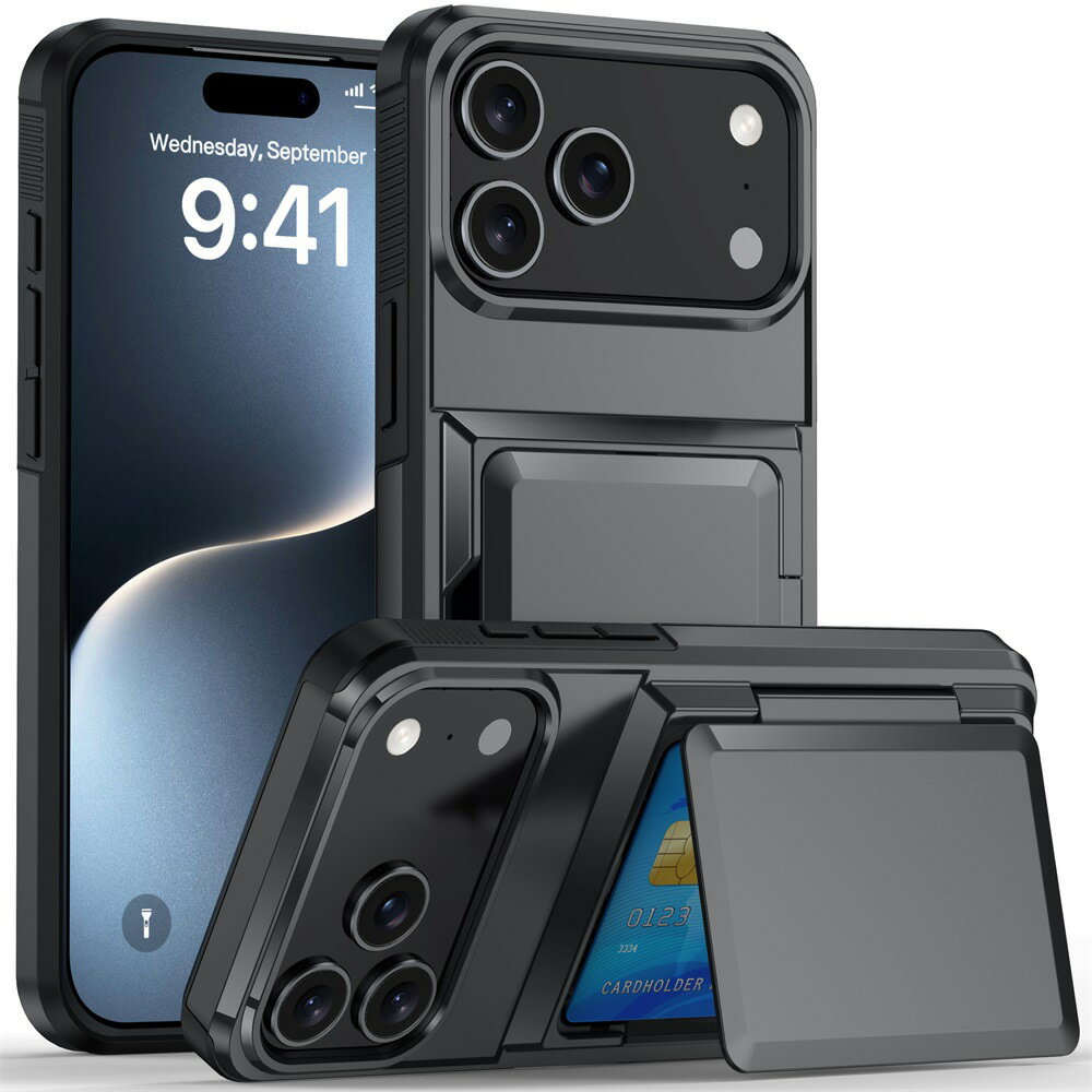 Rakuten - iPhone 17 Pro Max Air 対応 クリア カードを挿入 全周保護ケース 強化ガラス設計 軽薄 グレー 015