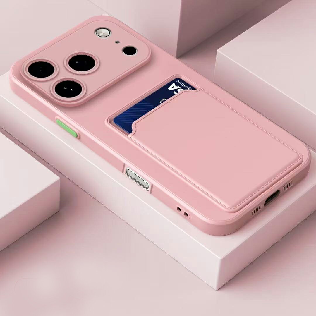 Rakuten - iPhone 17 Pro Max Air 対応 実用性 落下防止 シリコーン 全周保護ケース カードを挿入 ピンク