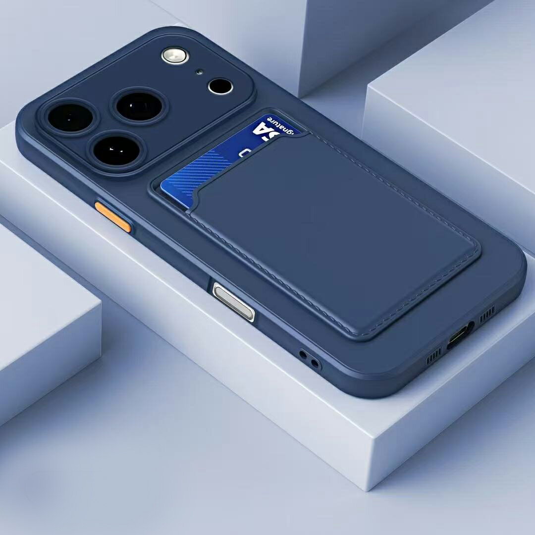 Rakuten - iPhone 17 Pro Max Air 対応 実用性 落下防止 シリコーン 全周保護ケース カードを挿入 ダークブルー