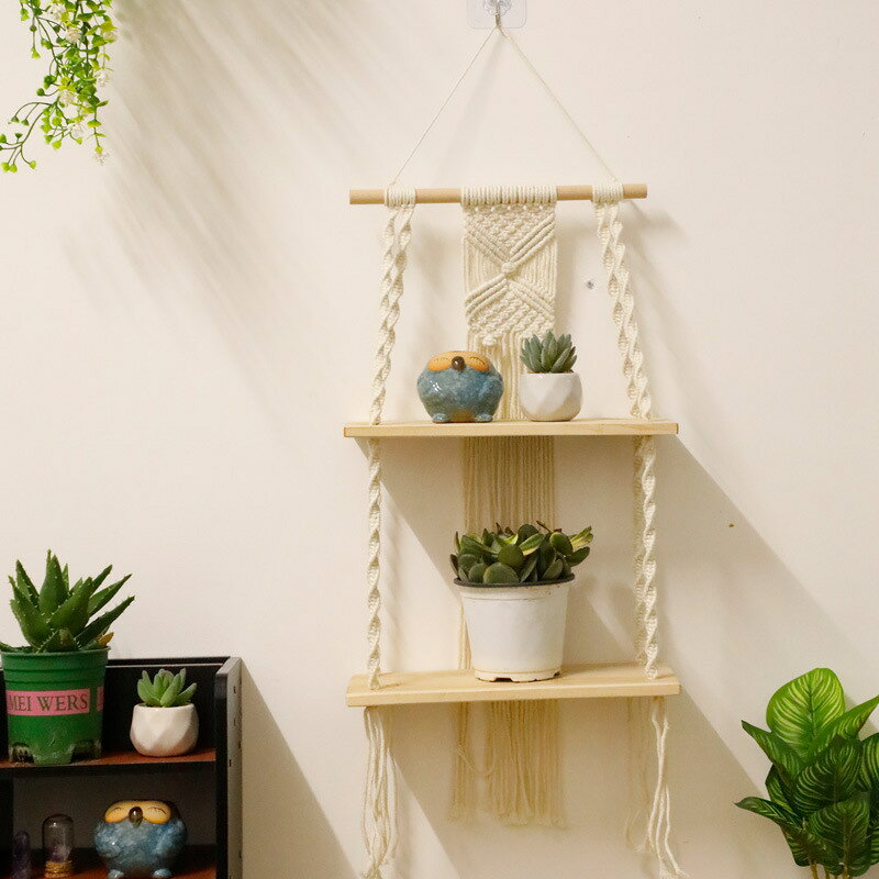 ボヘミアン ハンドメイド 本棚 プランタースタンド 壁掛け 収納 民宿 リビング インテリア ナチュラル エスニック 手工芸 2025新作