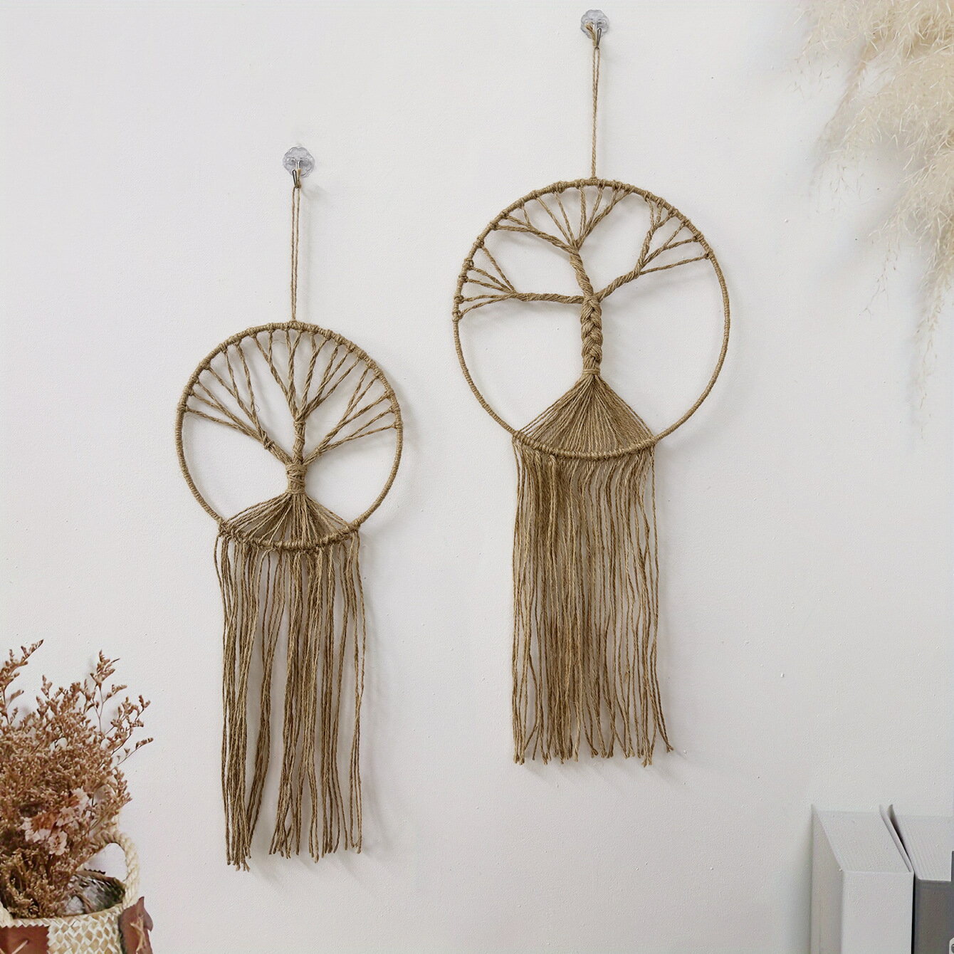 ボヘミアン 麻紐編み 壁飾り ハンドメイド 生命の樹 リビング 吊り下げ飾り エスニック ナチュラル インテリア おしゃれ 2025新作 手作り