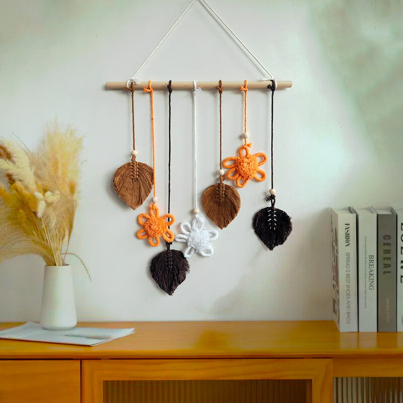 ハンドメイド 葉編み タペストリー ボヘミアン 花モチーフ 壁飾り 寝室 民宿 インテリア ナチュラル エスニック 2025新作 おしゃれ