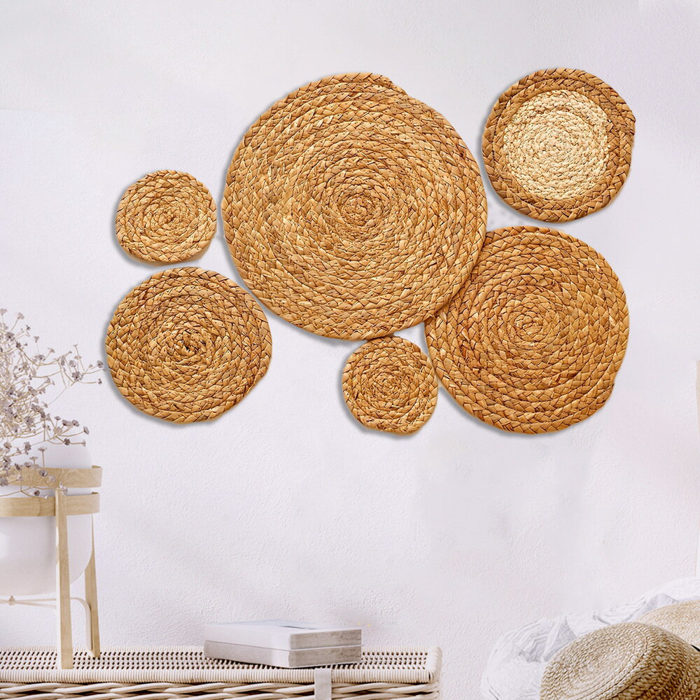 ボヘミアン編み 水草 壁飾り ハンドメイド 天然素材 リビング ダイニング テーブルマット ナチュラル エスニック インテリア 2025新作 手編み 工芸品