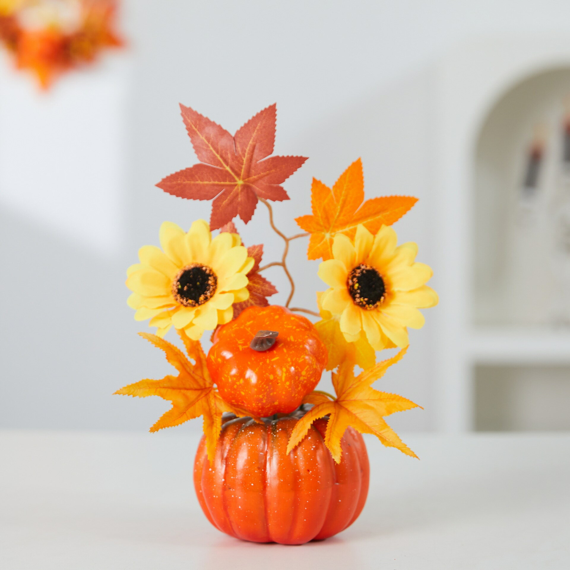 ハロウィン 飾り 紅葉 モミジ フェイクかぼちゃ 秋 収穫祭 置物 テーブルディスプレイ インテリア おしゃれ シーン飾り 2