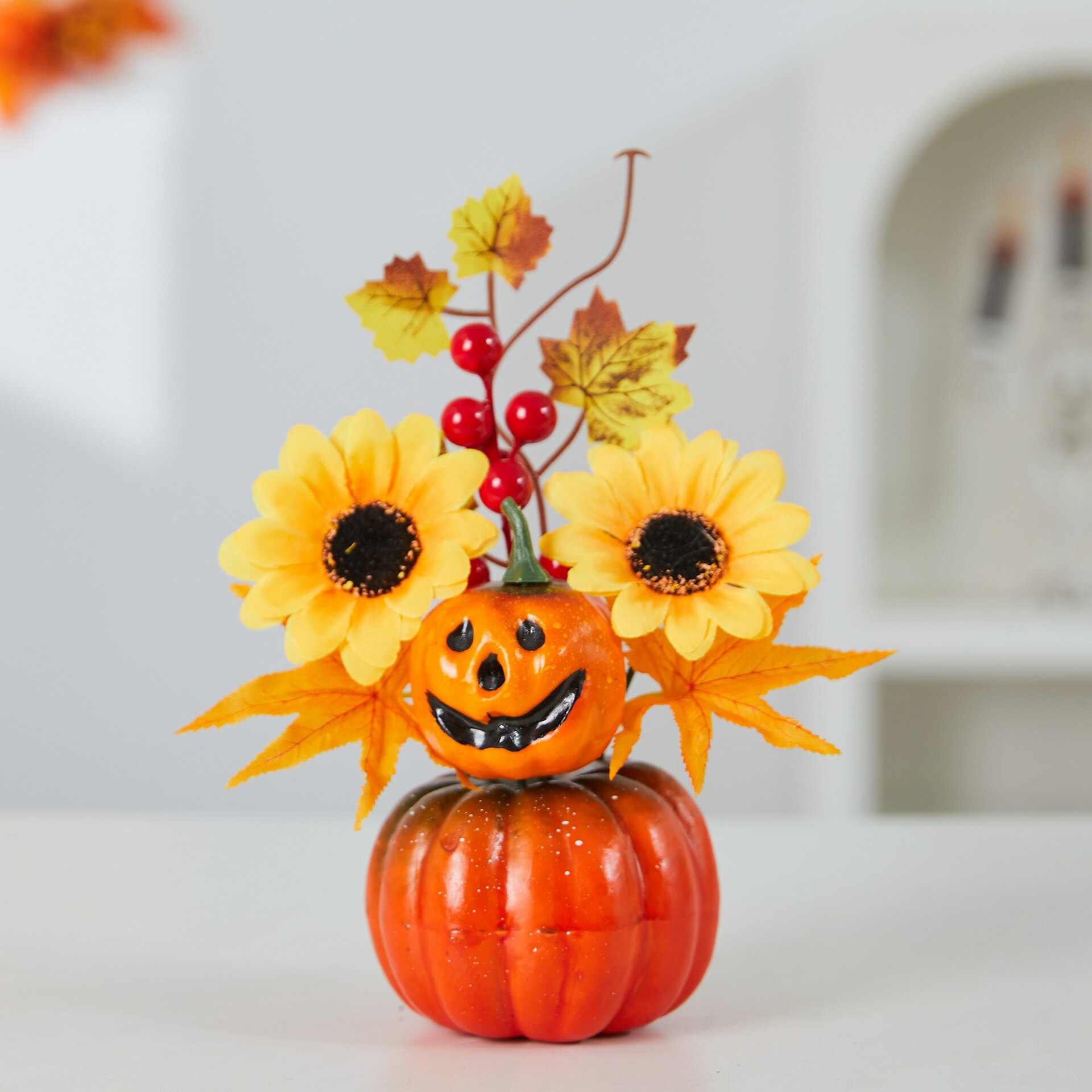 ハロウィン 飾り 紅葉 モミジ フェイクかぼちゃ 秋 収穫祭 置物 テーブルディスプレイ インテリア おしゃれ シーン飾り 3