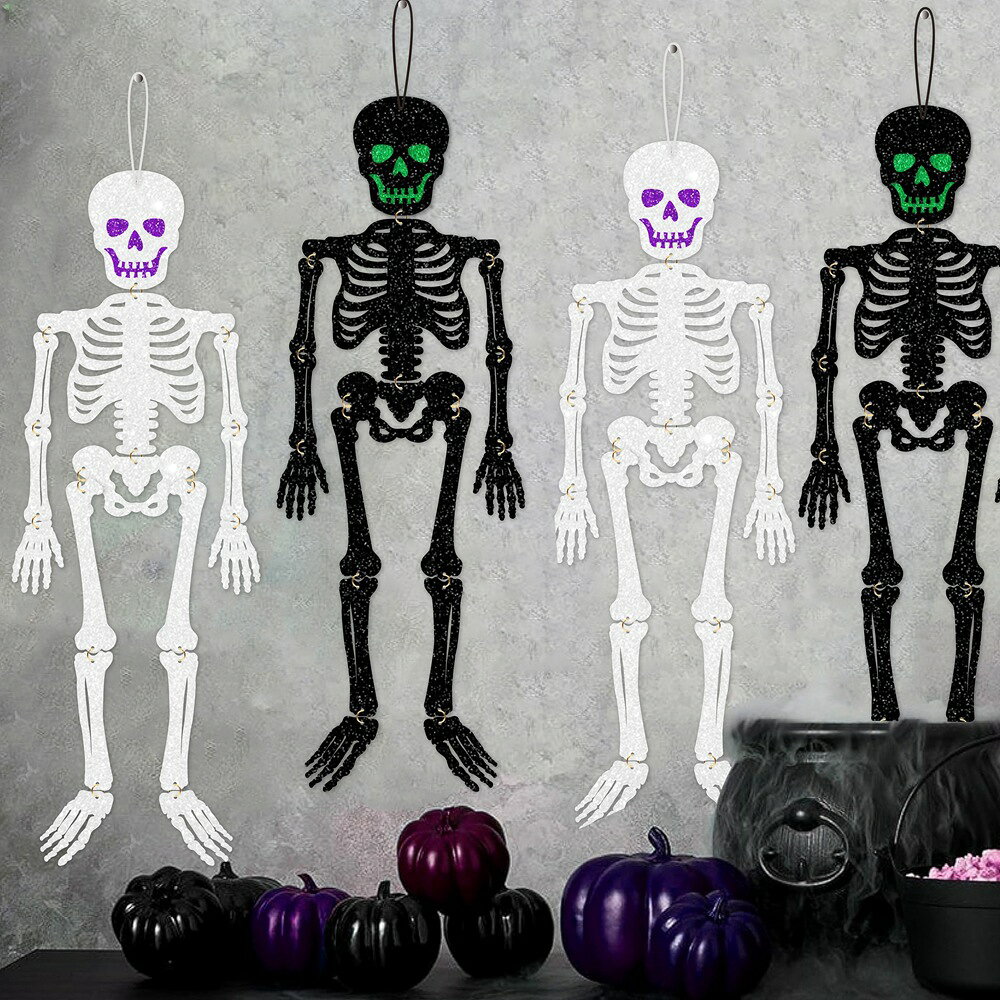 fukin-storeのハロウィン キラキラ 骷髅 ドア飾り 光る パーティー お化け屋敷 吊り下げ ホラー 室内装饰 キッズ 安全 リフレクト｜アングル2