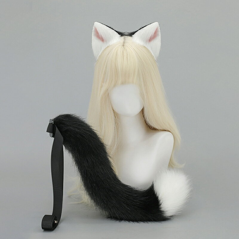 ハロウィン 獣耳 しっぽ セット 猫耳 猫娘 コスプレ 仮装 手作り風 発箍 しっぽベルト パーティー 可愛い 耳飾り ケモノ 男女兼用
