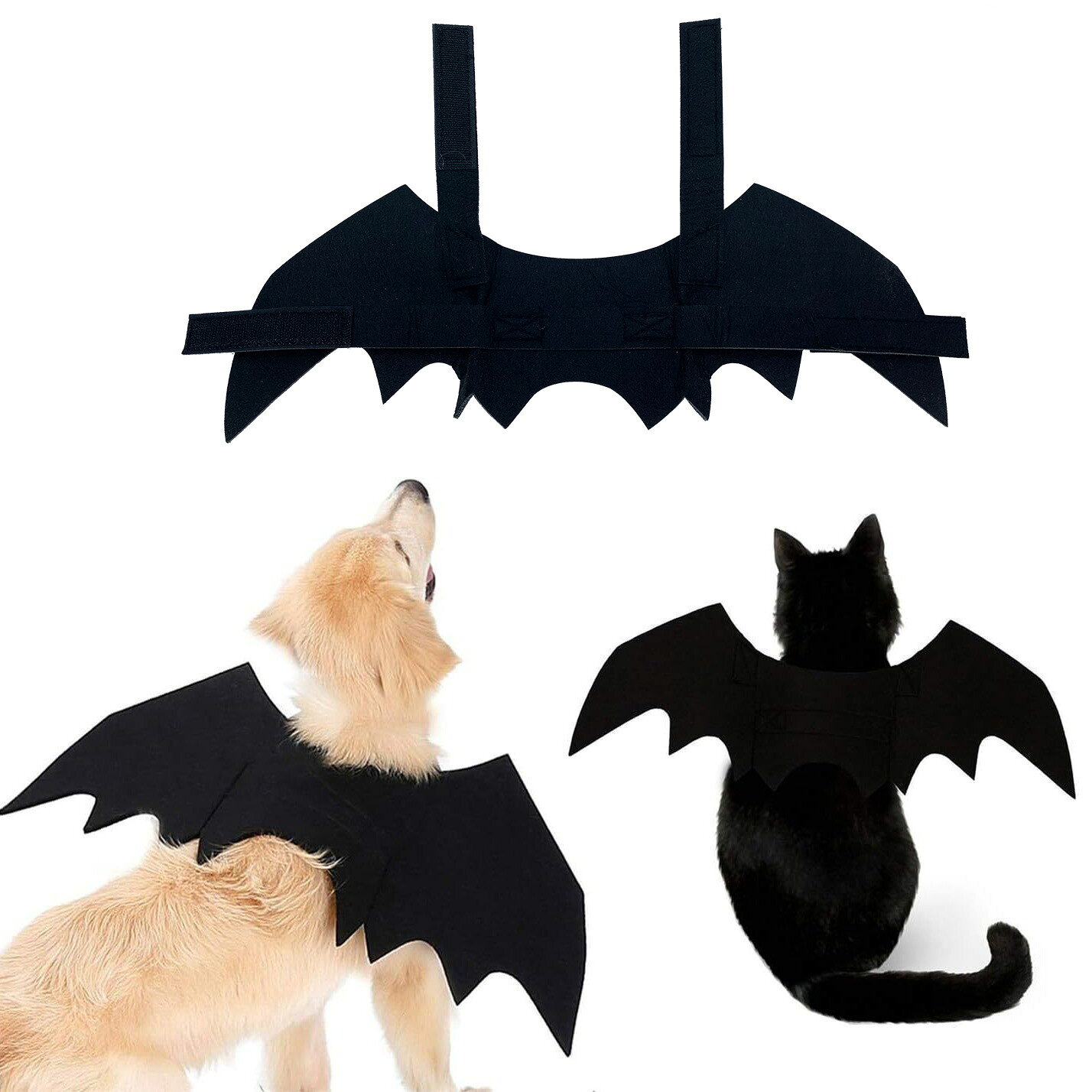 fukin-storeのハロウィン ペット コスチューム 蝙蝠 羽 翼 犬 猫 小型犬 服 衣装 フェルト 手作り風 可愛い パーティー 仮装 バットウィング 安全｜アングル3