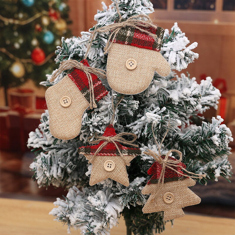 乐天商城 - クリスマス 装飾品 ジュート素材 星形 オーナメント クリスマスソックス 布製 吊り飾り 小物 かわいい ナチュラル風 クリスマスツリー デコレーション