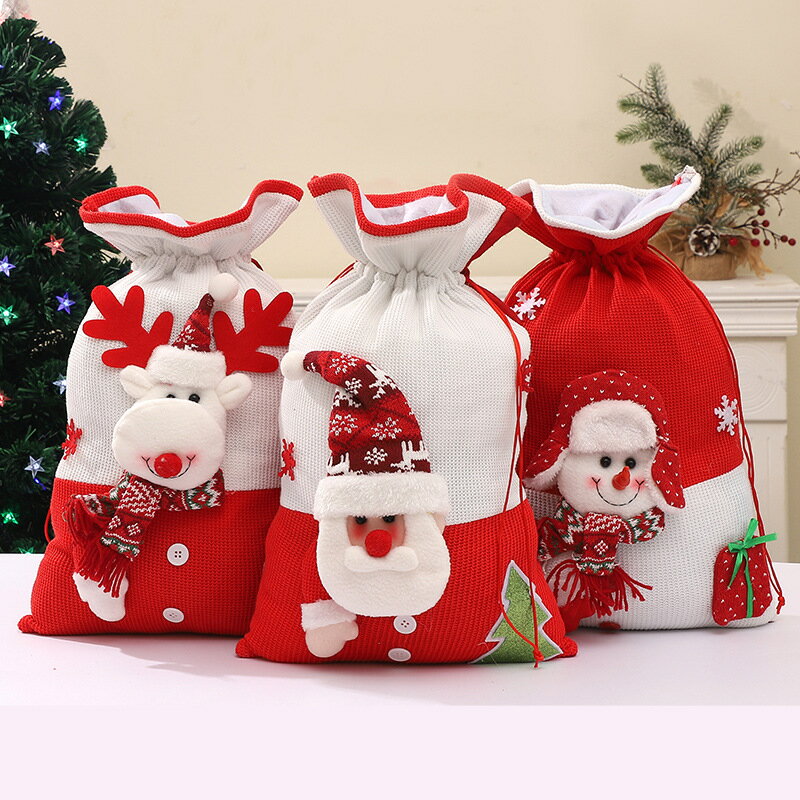 Rakuten - クリスマス ギフトバッグ 大きめ 巾着袋 サンタ 雪だるま デザイン 手提げ袋 プレゼント袋 キャンディー袋 飾り 収納袋 かわいい クリスマス用品 家庭 パーティー