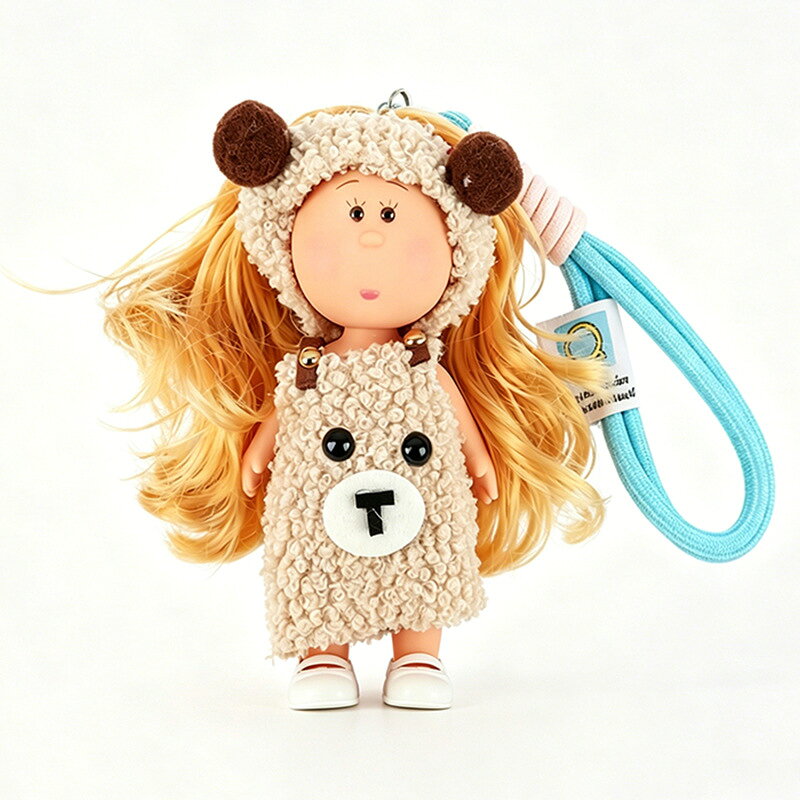 Rakuten - ポテトドール Mia ドール 14cm ミニサイズ 着せ替え人形 DIY ドール キーホルダー バッグチャーム カバン飾り ストラップ付き インテリア雑貨 ギフト かわいい 丸顔ぽってり 癒し系 コレクション 329-3