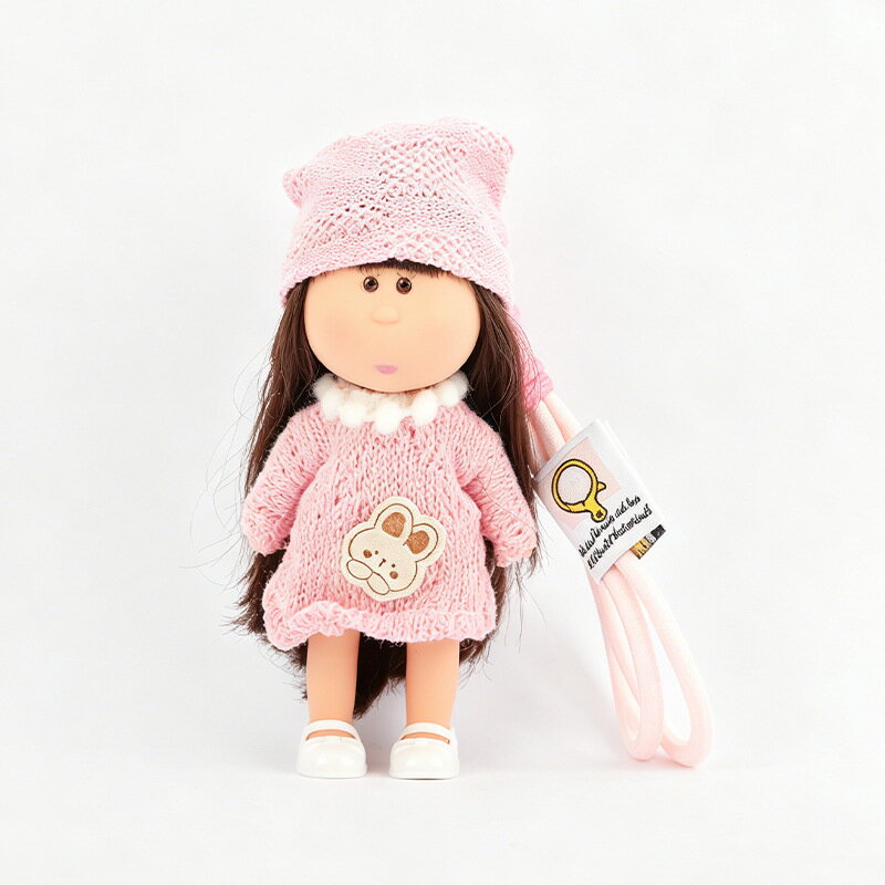 Rakuten - ポテトドール Mia ドール 14cm ミニサイズ 着せ替え人形 DIY ドール キーホルダー バッグチャーム カバン飾り ストラップ付き インテリア雑貨 ギフト かわいい 丸顔ぽってり 癒し系 コレクション 333-3