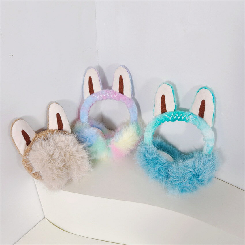 LABUBU 耳あて ふわふわ カートゥーン かわいい 冬 防寒 防風 防凍 耳カバー 折りたたみ式 レディース ..