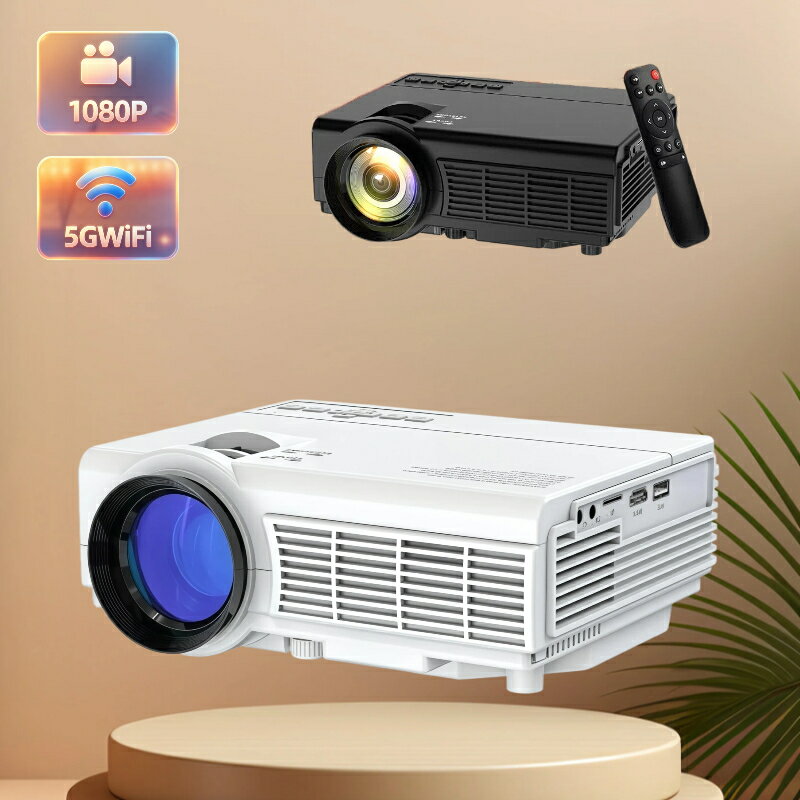 プロジェクター 小型 1080P フル HD 4K 対応 2.4G+5G WiFi Bluetooth5.0 スマホ接続 ポータブル 家庭用 寝室 壁投げ ホームシアター アウトドア 高画質 内蔵スピーカー