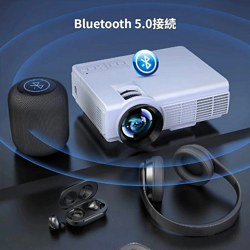 fukin-storeのプロジェクター 小型 1080P フル HD 4K 対応 2.4G+5G WiFi Bluetooth5.0 スマホ接続 ポータブル 家庭用 寝室 壁投げ ホームシアター アウトドア 高画質 内蔵スピーカー｜アングル2