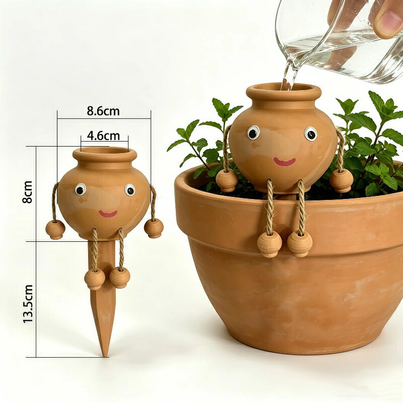 Rakuten - 陶製自動水やり器 キャラクター型 おしゃれ じょうろ セルフウォータリング 植物用 旅行・出張時に便利 自動給水器 観葉植物用 家庭菜園 園芸用品