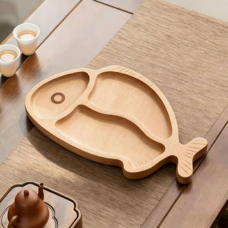 Rakuten - ブナ材 子供用食器 魚型 仕切り付き 木製 プレート 離乳食 おやつ皿 デザート皿 天然無垢材 安全 丸角 キッズ キッチン用品 おしゃれ ギフト
