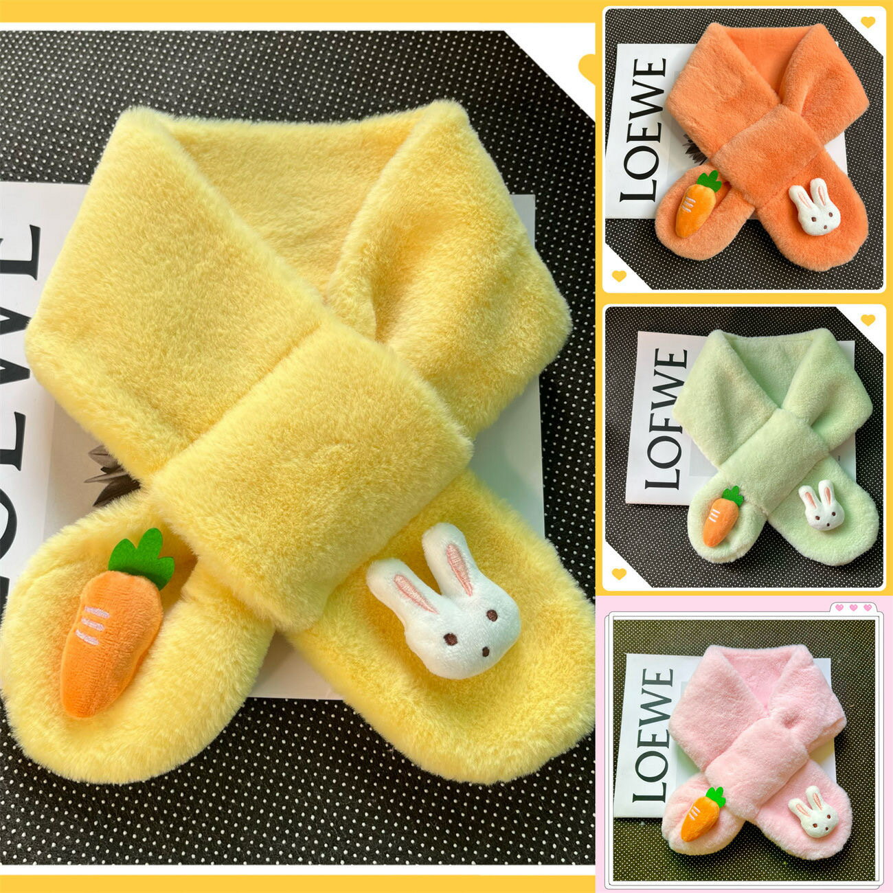 Rakuten - キッズ ベビー マフラー ネックウォーマー うさぎ にんじん かわいい 秋冬 防寒 保温 厚手 もこもこ 首元ケア 子供用 万能 コーデ