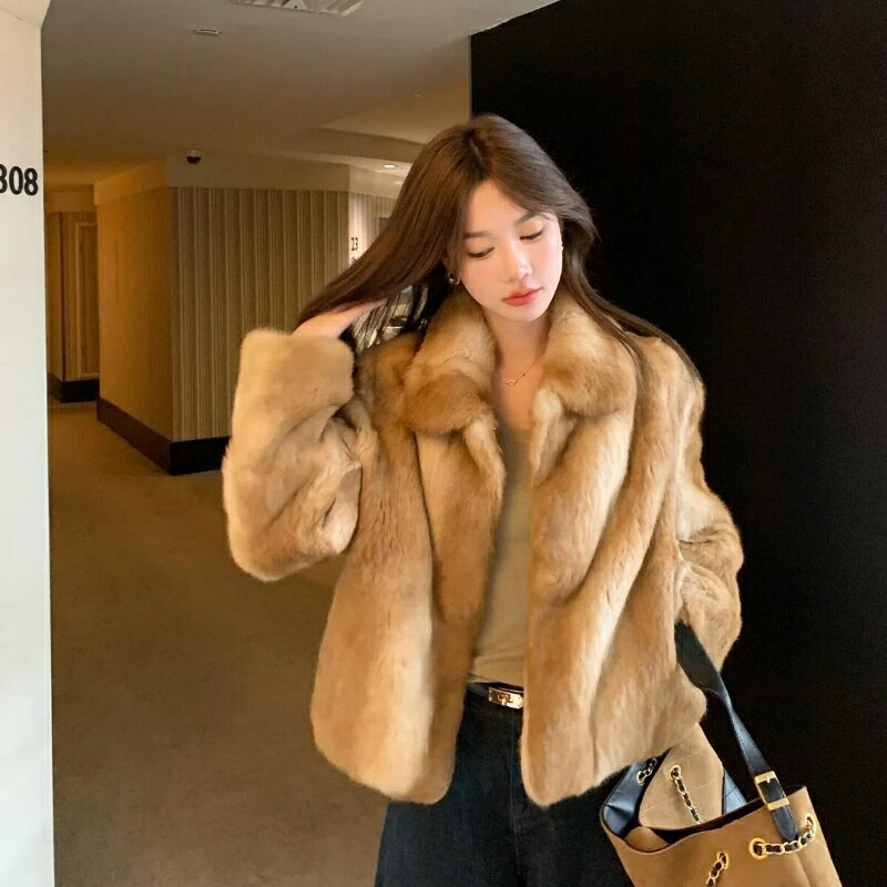 レディース ラビットファー コート ヴィンテージ風 定染 毛皮一体 リアルファー ショート丈 2026 秋冬 新作 高級感 洋風 大人 アウター