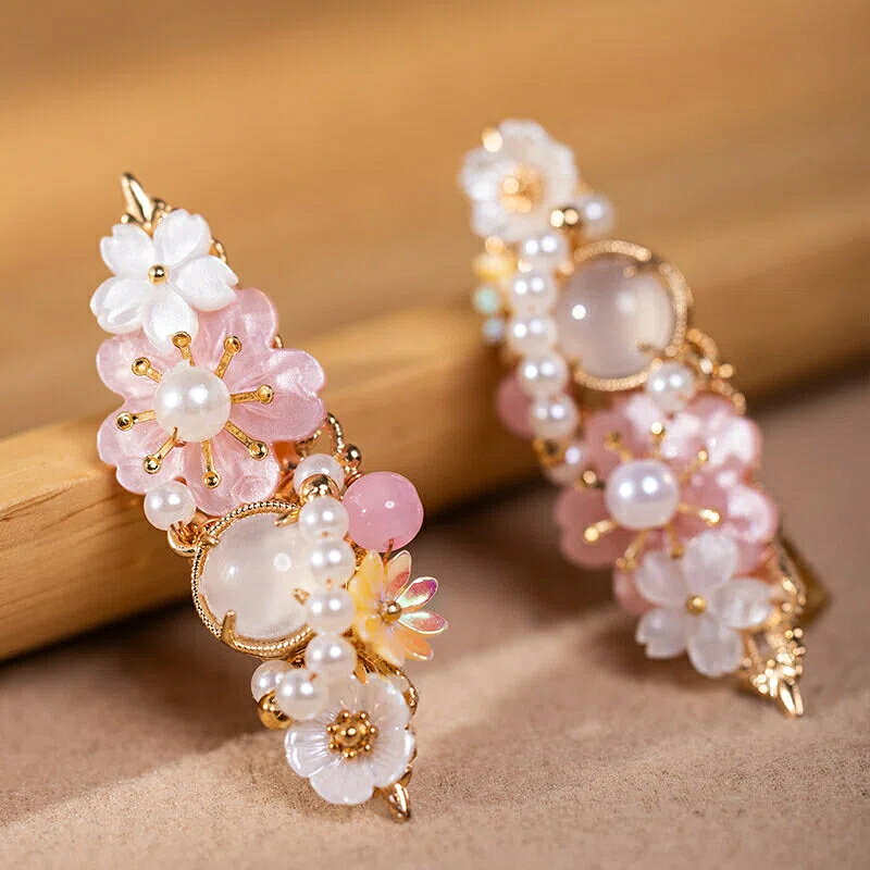 Rakuten - ヘアピン 1ペア 桜モチーフ ヘアアクセサリー ヘアクリップ ヘアピン 春 写真映え SNS映え 上品 かわいい 小物 レディース 卒業 入学 プレゼント ytjp21