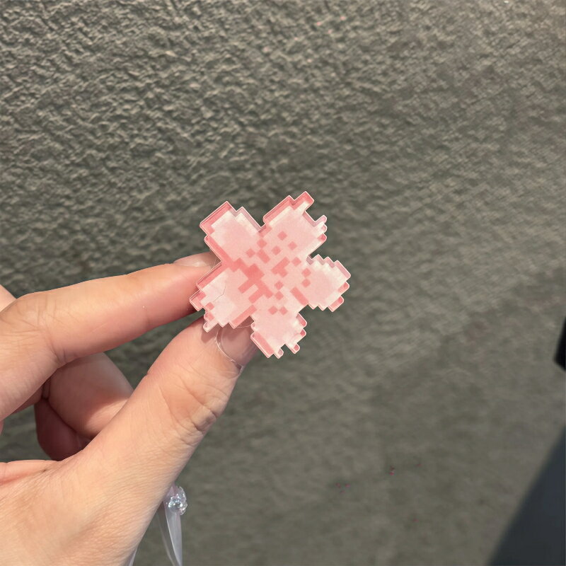 ヘアクリップ 桜 さくら ピクセル ダッククリップ 春 ピンク 可愛い 少女 前髪クリップ サイドクリップ 後れ毛 お花見 ガーリー 髪飾り ヘアアクセサリー レディース おしゃれ 2