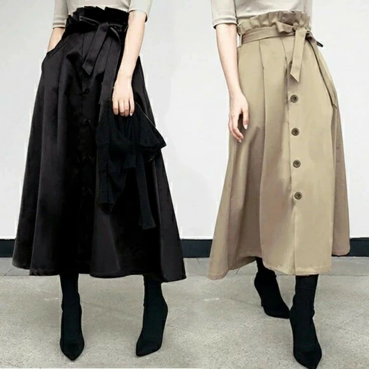 Rakuten - トレンチスカート 春服 レディース フレアスカート Aラインスカート ハイウエスト ウエストベルト レディース ロングスカート お花見 A