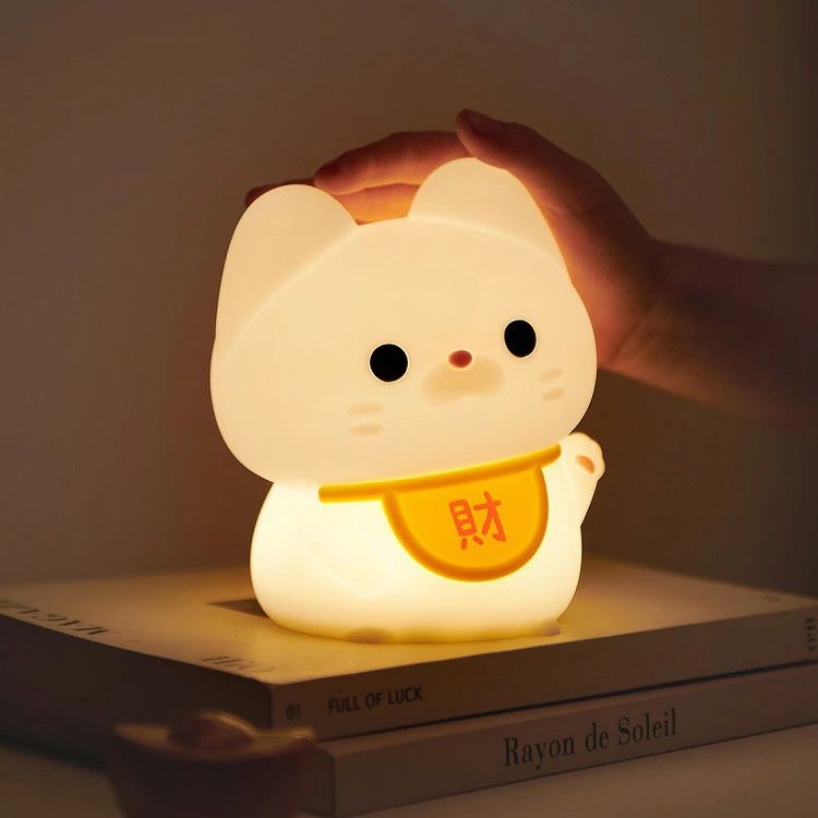 招き猫 ルームランプ 陶器製 置物 開運 縁起物 レトロ 照明 高さ23cm catlight3.jpg