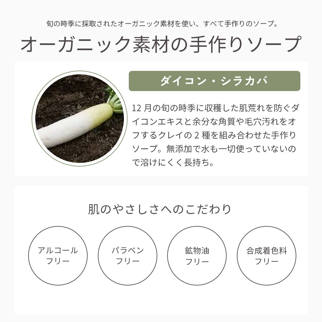 FUKUBISUIの【FUKUBISUI公式】FUKUBISUI（フクビスイ） 福美水ダイコンソープ　80g(練り時) | 化粧水 スキンケア 敏感肌 乾燥肌 ゆらぎ肌 現代肌 全身用 低刺激｜アングル2