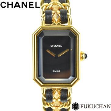 【CHANEL/シャネル】プルミエール Mサイズ　レディース ウォッチ　ブラック×ゴールド金具　GP×レザー　クォーツ　H0001　【中古】≪送料無料≫