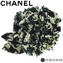 【CHANEL/シャネル】カメリア　ツイード　ブローチ/コサージュ 　ブラック×ベージュ系　【中古】