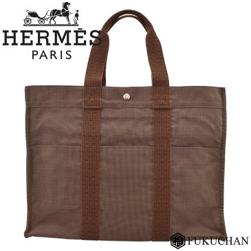 【HERMES/エルメス】エールラインGM　トートバッグ　ブラウン×キャンバス　【中古】≪送料無料≫