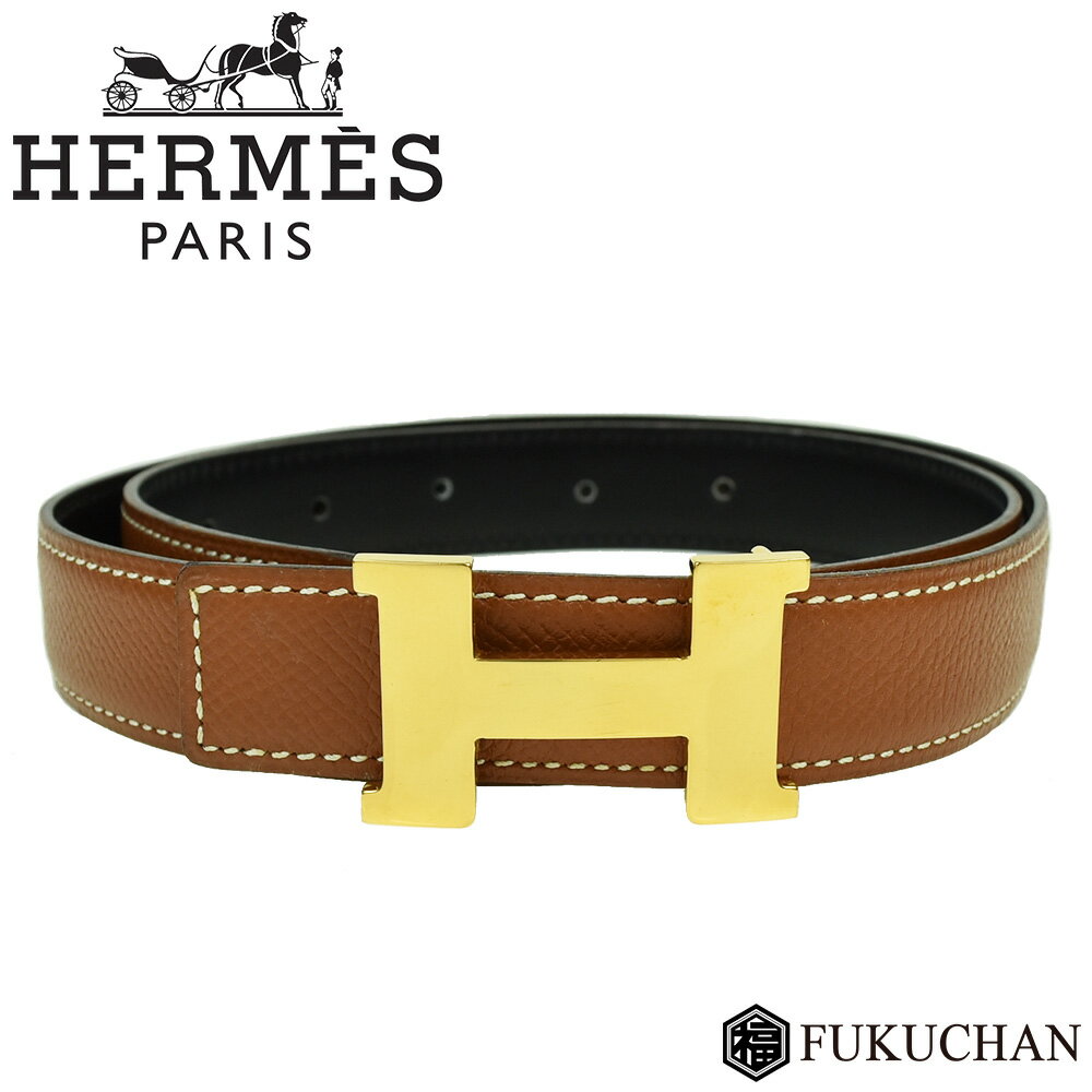 【HERMES/エルメス】ミニ コンスタンス Hベルト75　ゴールド×ブラック　ゴールド金具 〇Y刻印　【中古】≪送料無料≫