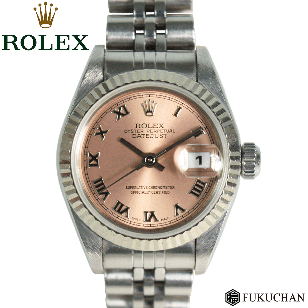 【ROLEX/ロレックス】オイスターパーペチュアル デイトジャスト　69174 ピンクローマン文字盤U番（約97年製造）SS×WG　自動巻き【中古】≪送料無料≫