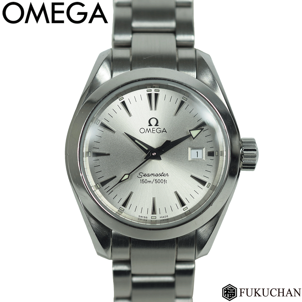 【OMEGA/オメガ】シーマスター　アクアテラ レディース　シルバー文字盤　2577.30 SS/クォーツ時計【中古】≪送料無料≫