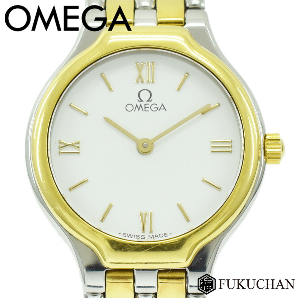 ◆ 36800 円 → 32000 円 ◆【OMEGA/オメガ】DEVILLE/デビル レディース　ウォッチ　白文字盤/SS×YG　【中古】≪送料無料≫