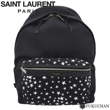 ◆70000円→66800円◆【SAINT LAURENT/サンローラン パリ】サック ハント バックパック スター リュック ブラック×ホワイト×シルバー金具 435988 【中古】≪送料無料≫