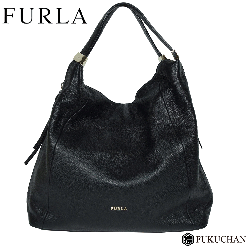 【FURLA/フルラ】レザー　2wayショルダーバッグ　ブラック×ゴールド金具　【中古】≪送料無料≫