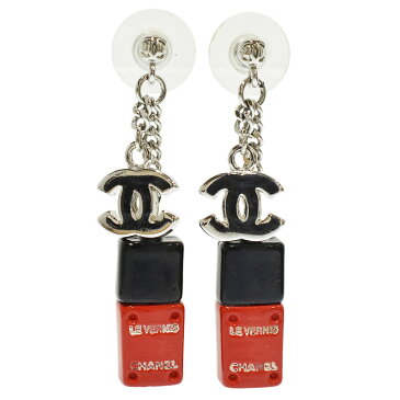 CHANEL シャネル ピアス マニキュア モチーフ ココマーク 真鍮 LE VERNIS シルバー×レッド×ブラック レディース【中古】【送料無料】