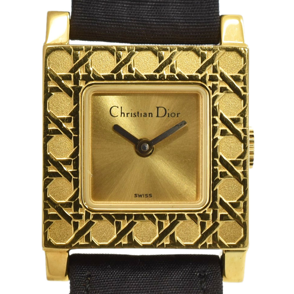 Christian Dior クリスチャンディオール ラ・パリジェンヌ レディースウォッチ 腕時計 ゴールド文字盤 QZ チェンジベルト D60・159 レディース【中古】【送料無料】